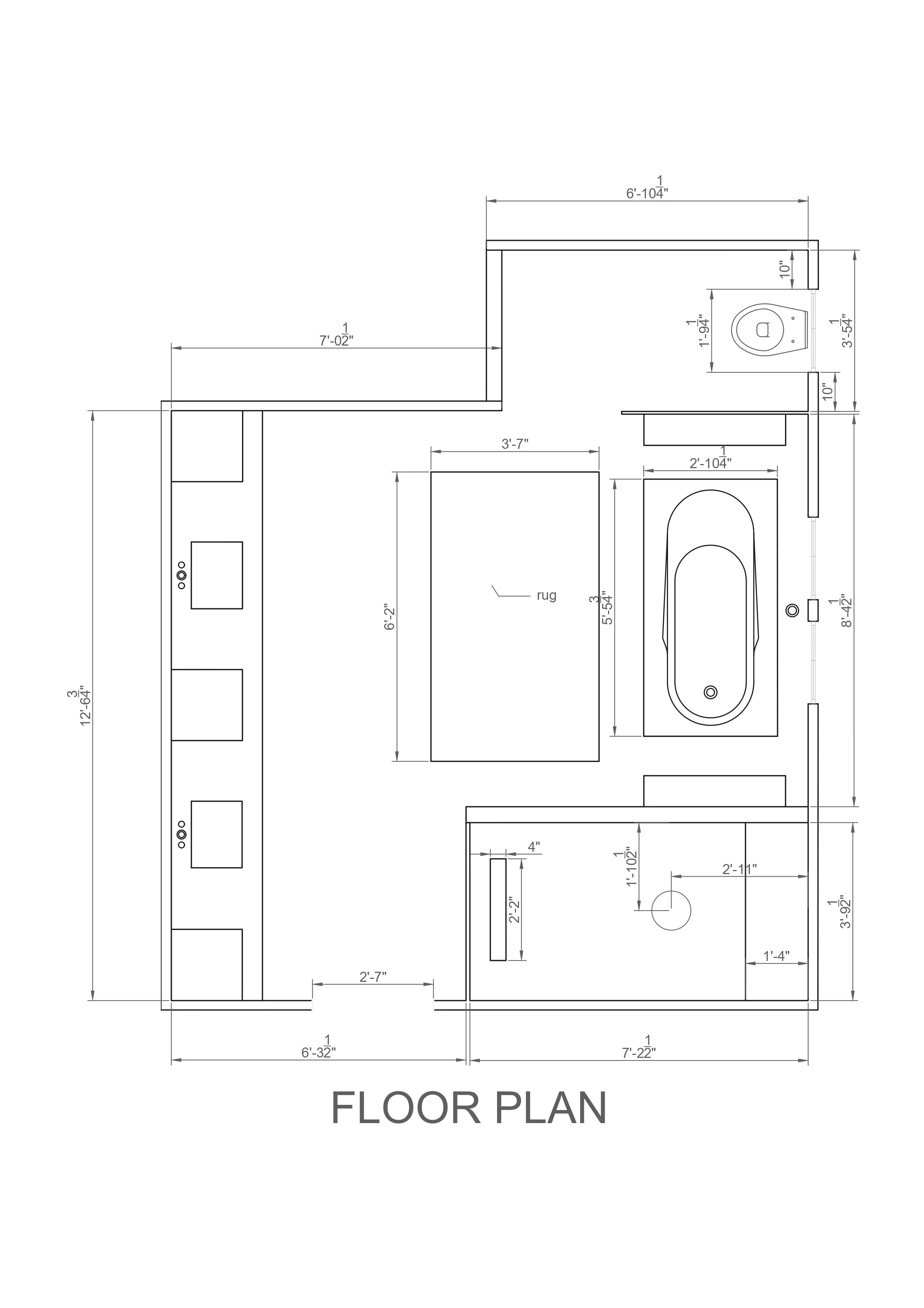 Master-Badezimmer – 2D-Zeichnungssatz
