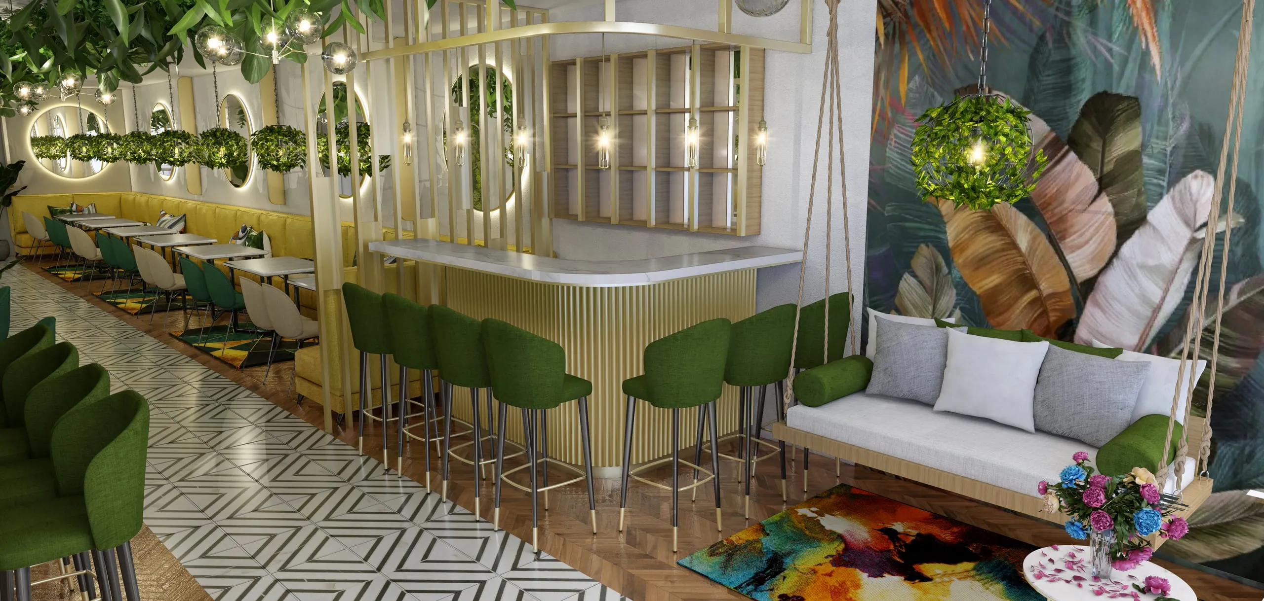 Botanisches Café – Innenraumdesign