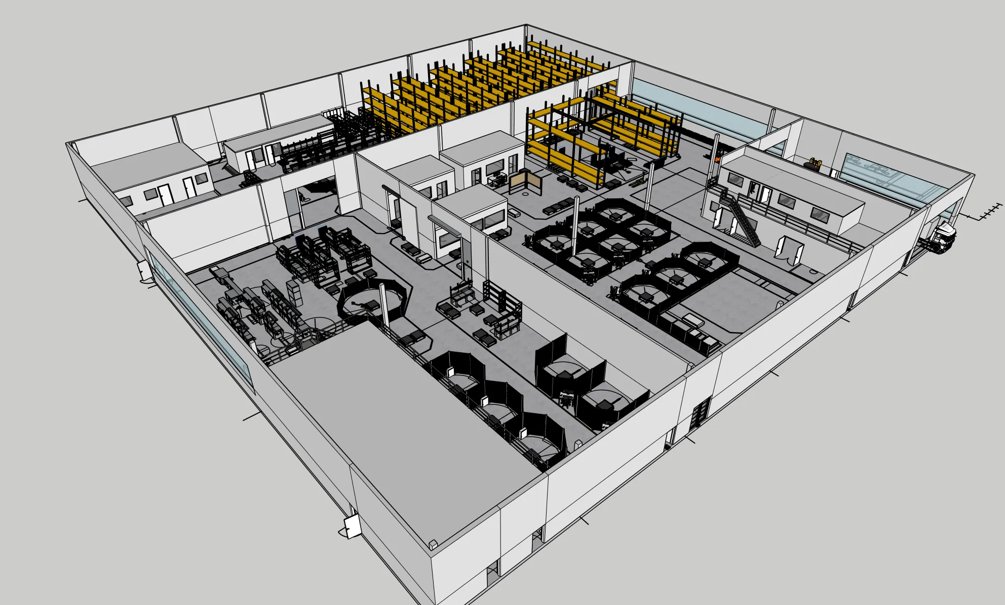 Fabrikhalle – 3D-Modellierung für Prozesslayout
